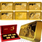 Fiji CHINESE PANDA The largest 1g Coin Bars $25 Premium Size 5 Gold Coin Set 3D Volume Effect 2015